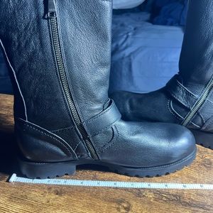 BANANA REPUBLIC Motorcycle Boots Black Genuine Leather Men's US 9.5 EU 42.5